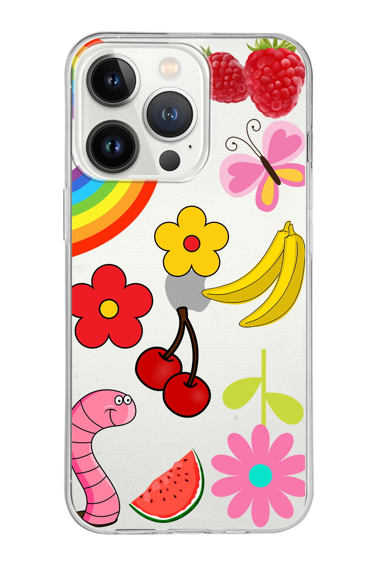 Apple  iPhone 13 Pro ile Uyumlu 1mm Slim Fit Water Color 5 Baskılı Şeffaf  Kılıf