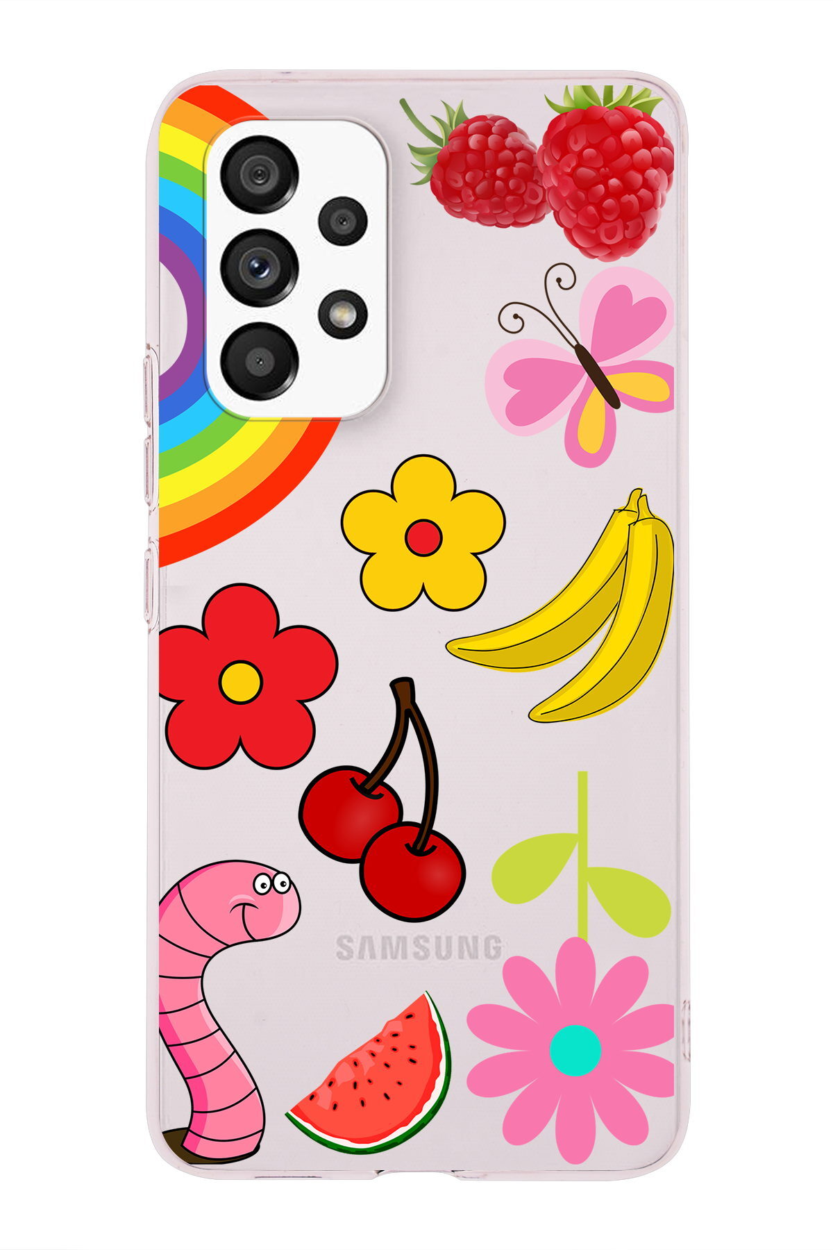 Samsung Galaxy A53 ile Uyumlu 1mm Slim Fit Water Color 5 Baskılı Şeffaf  Kılıf