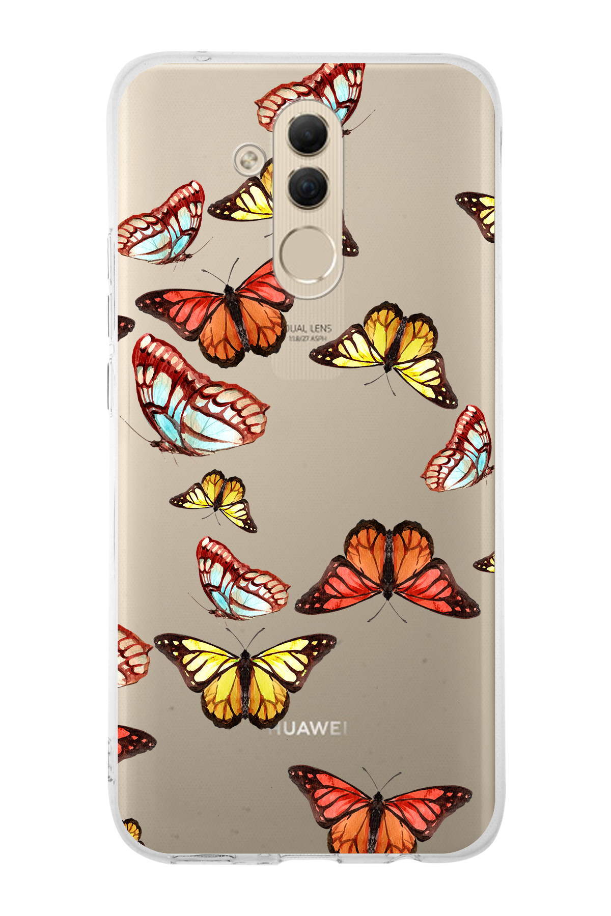 Huawei Mate 20 Lite ile Uyumlu 1mm Slim Fit Water Color 2 Baskılı Şeffaf  Kılıf