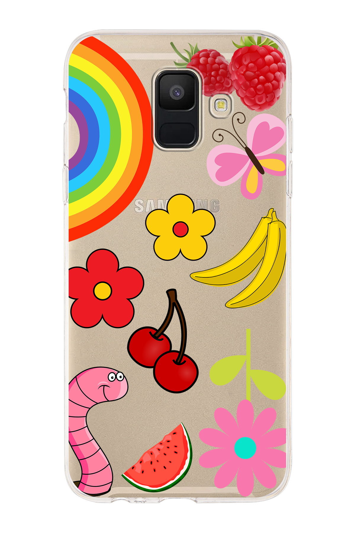 Samsung Galaxy A6 2018 ile Uyumlu 1mm Slim Fit Water Color 5 Baskılı Şeffaf  Kılıf