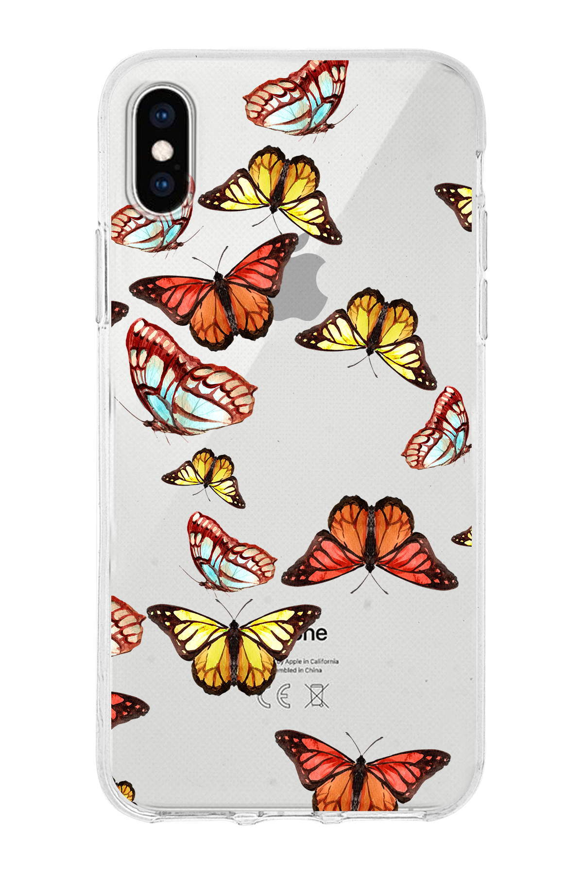 Apple  iPhone X ile Uyumlu 1mm Slim Fit Water Color 2 Baskılı Şeffaf  Kılıf