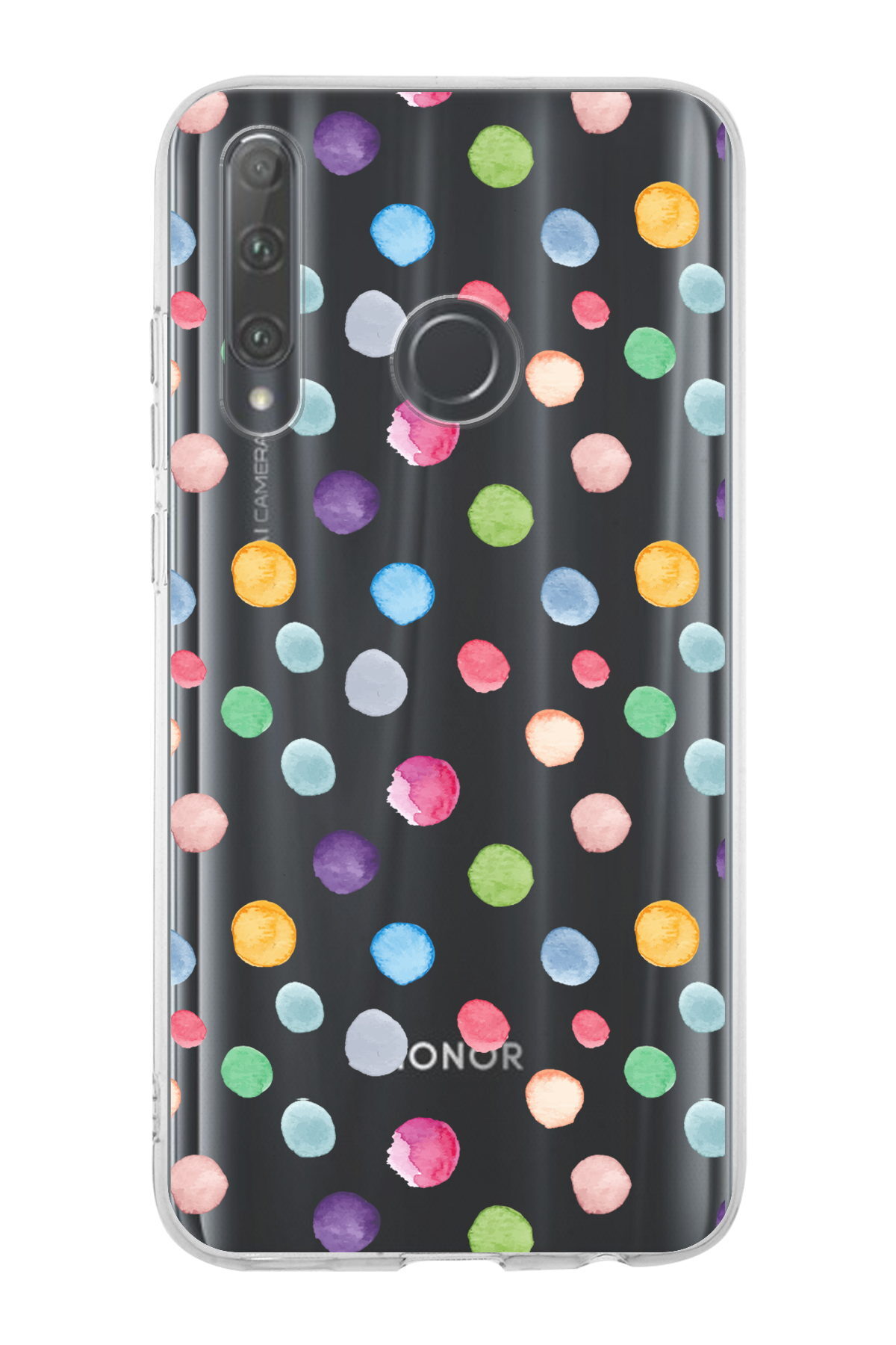 Huawei Honor 20 Lite ile Uyumlu 1mm Slim Fit Water Color 6 Baskılı Şeffaf  Kılıf