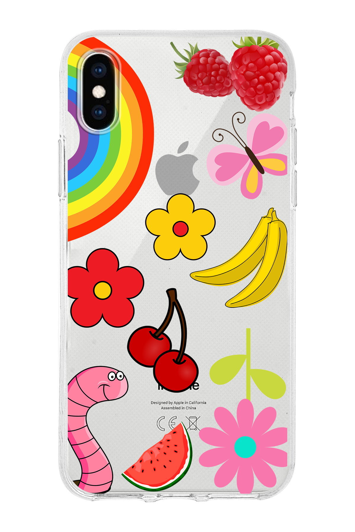 Apple  iPhone X ile Uyumlu 1mm Slim Fit Water Color 5 Baskılı Şeffaf  Kılıf
