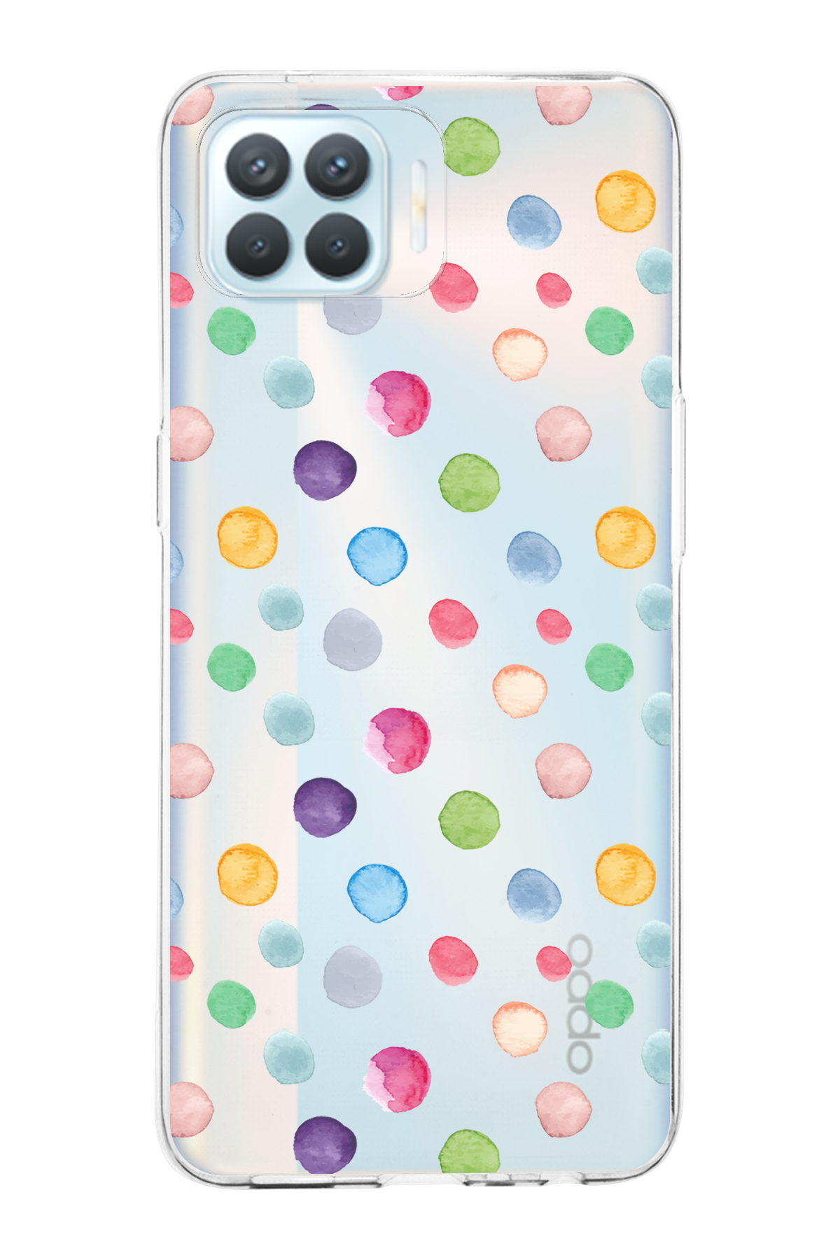 Oppo Reno 4 Lite  ile Uyumlu 1mm Slim Fit Water Color 6 Baskılı Şeffaf  Kılıf
