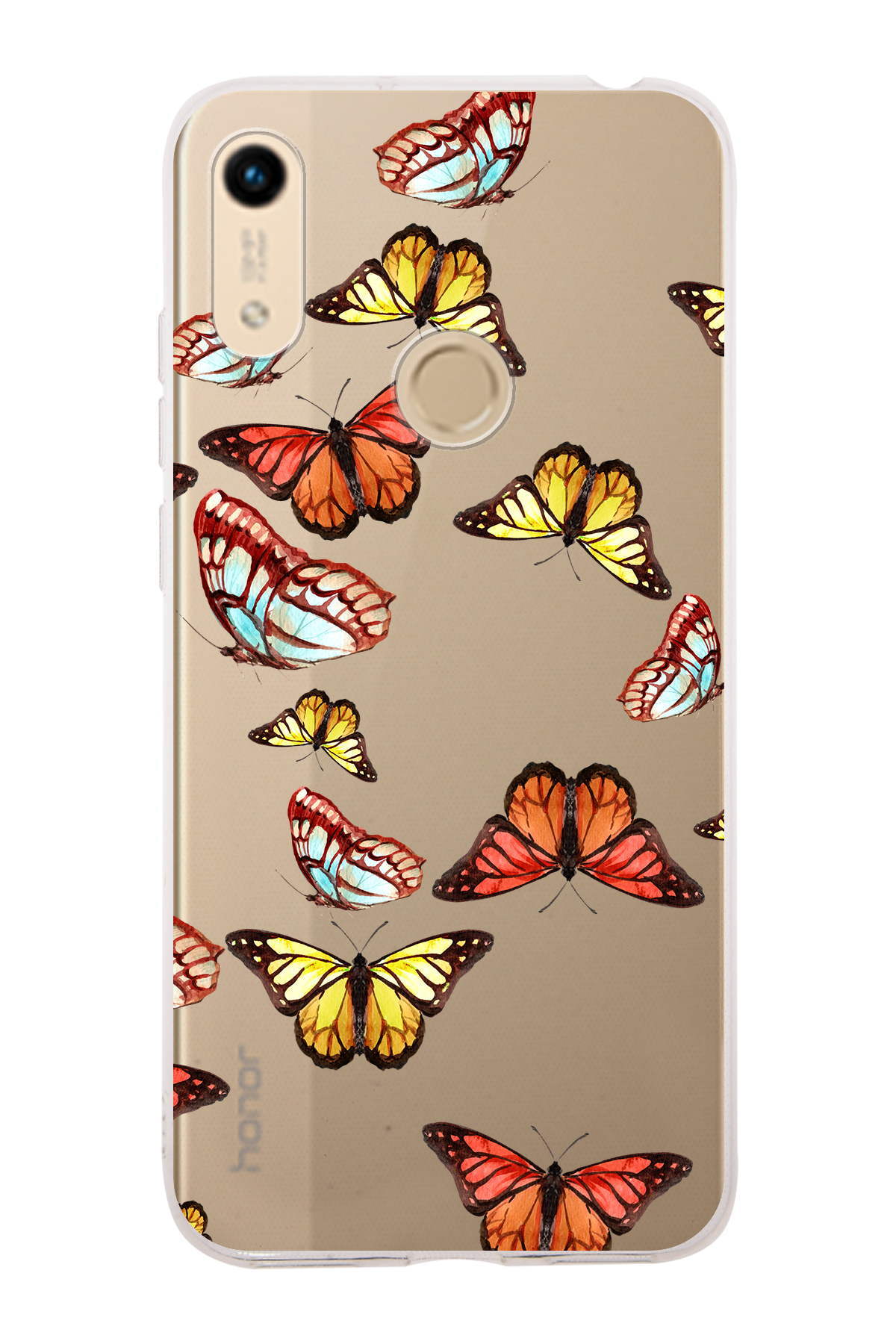 Huawei Honor 8A 2020 ile Uyumlu 1mm Slim Fit Water Color 2 Baskılı Şeffaf  Kılıf