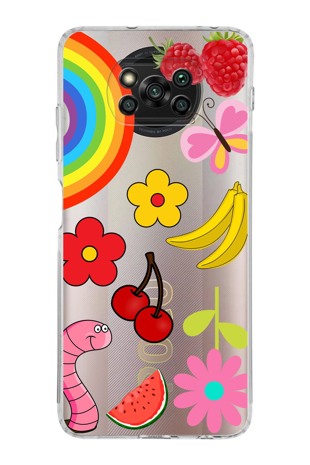 Xiaomi Poco X3 Pro ile Uyumlu 1mm Slim Fit Water Color 5 Baskılı Şeffaf  Kılıf