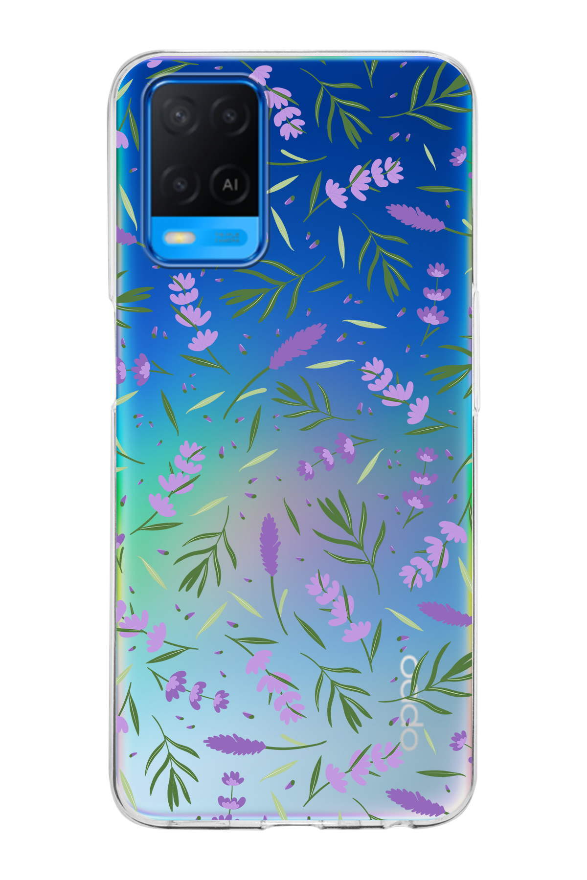 Oppo A54  ile Uyumlu 1mm Slim Fit Water Color 3 Baskılı Şeffaf  Kılıf