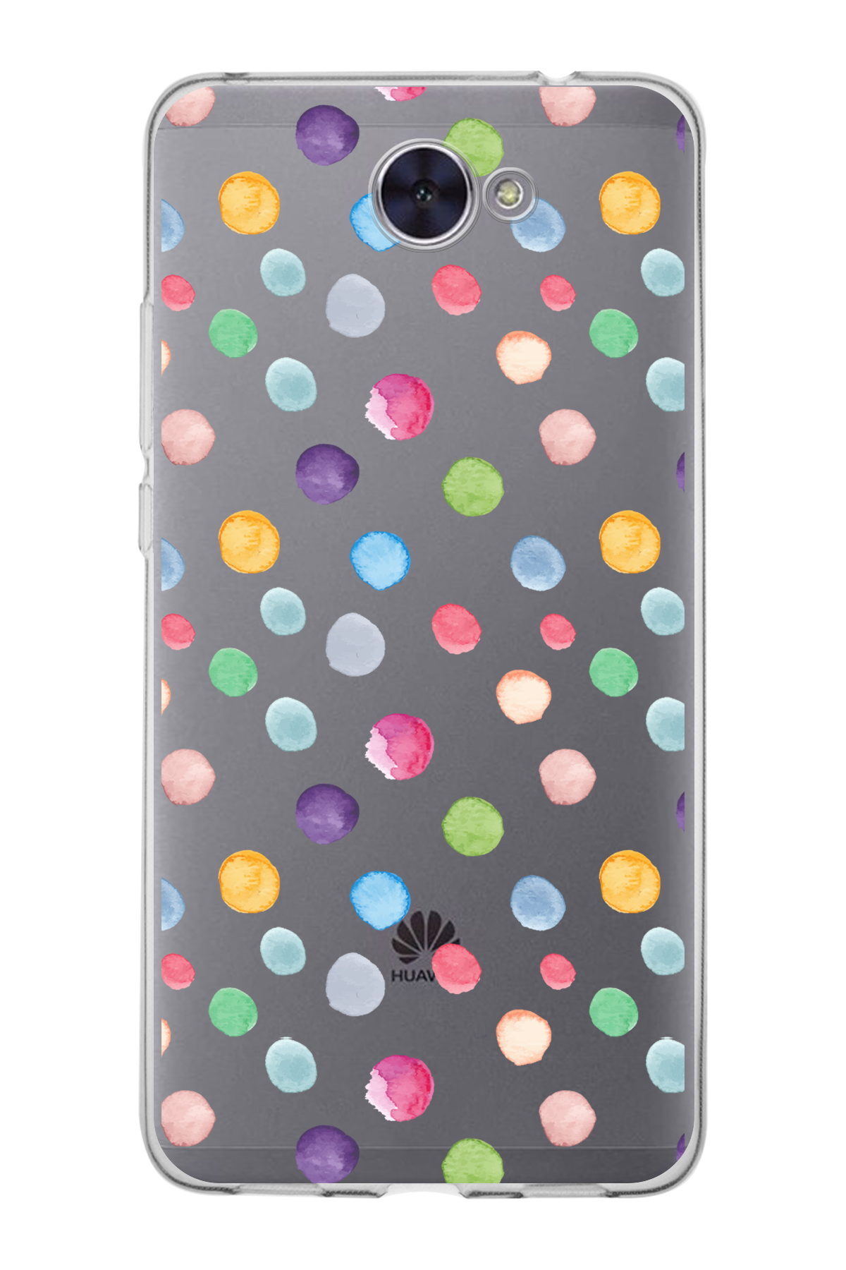 Huawei Y7 2017 ile Uyumlu 1mm Slim Fit Water Color 6 Baskılı Şeffaf  Kılıf
