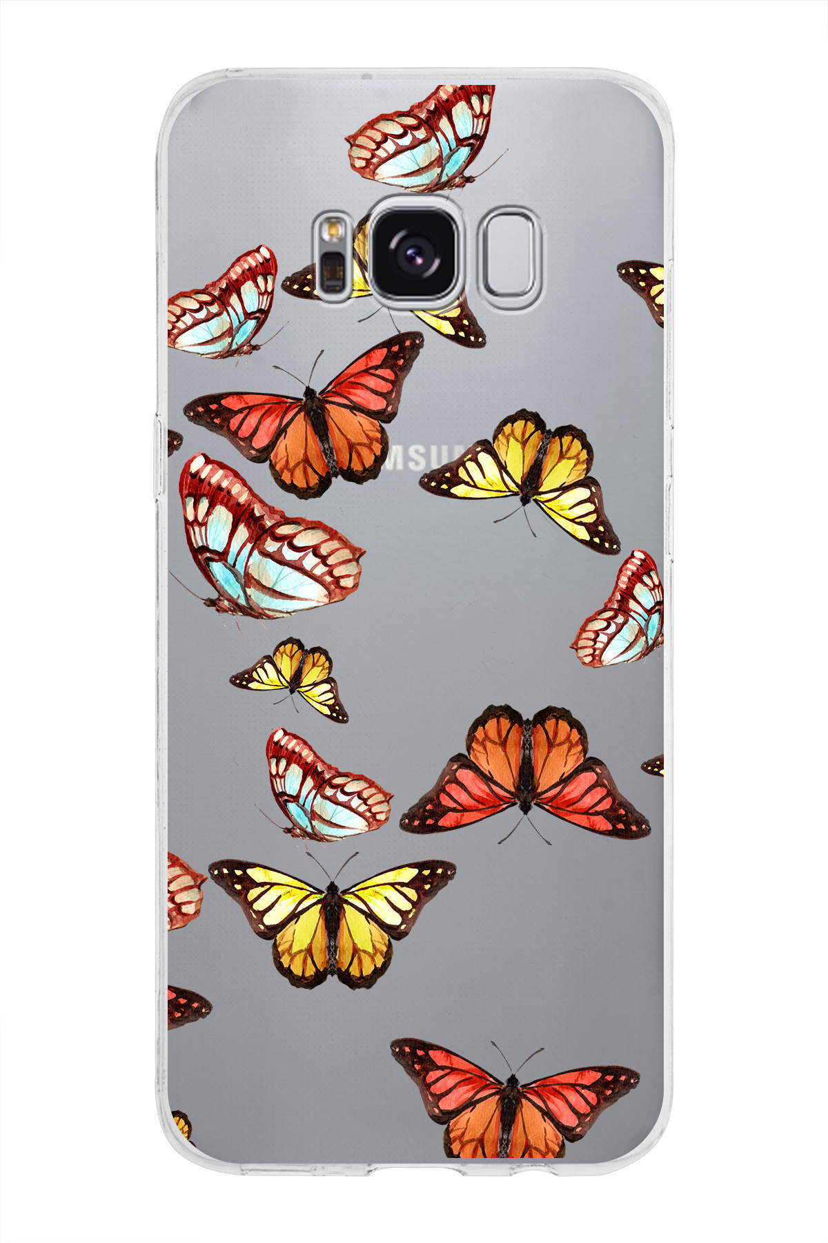 Samsung Galaxy S8 ile Uyumlu 1mm Slim Fit Water Color 2 Baskılı Şeffaf  Kılıf