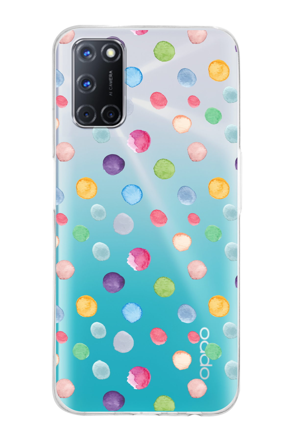 Oppo A72  ile Uyumlu 1mm Slim Fit Water Color 6 Baskılı Şeffaf  Kılıf