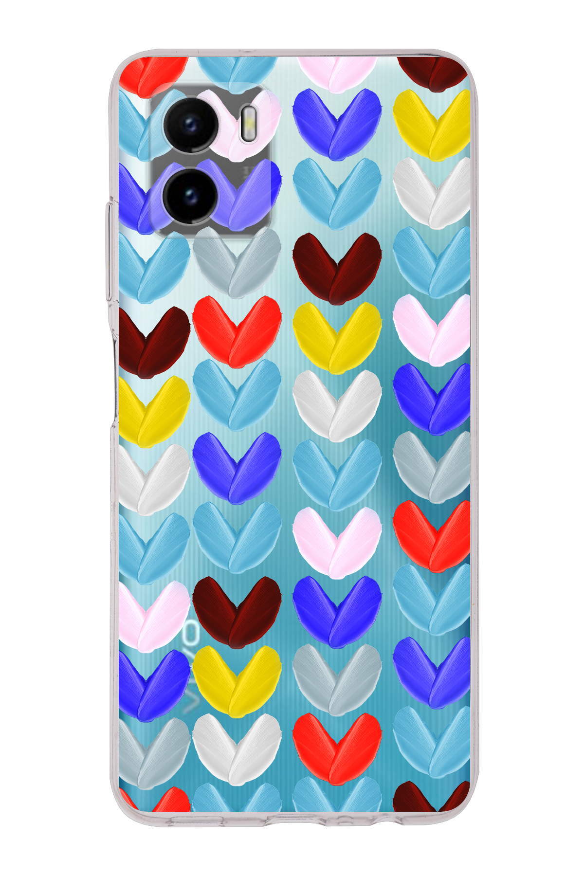 Vivo Y15s ile Uyumlu 1mm Slim Fit Water Color 1 Baskılı Şeffaf  Kılıf