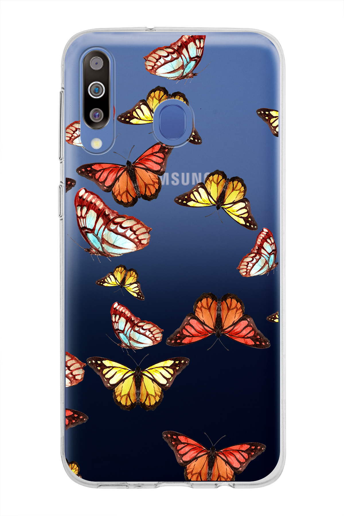 Samsung Galaxy M30 ile Uyumlu 1mm Slim Fit Water Color 2 Baskılı Şeffaf  Kılıf