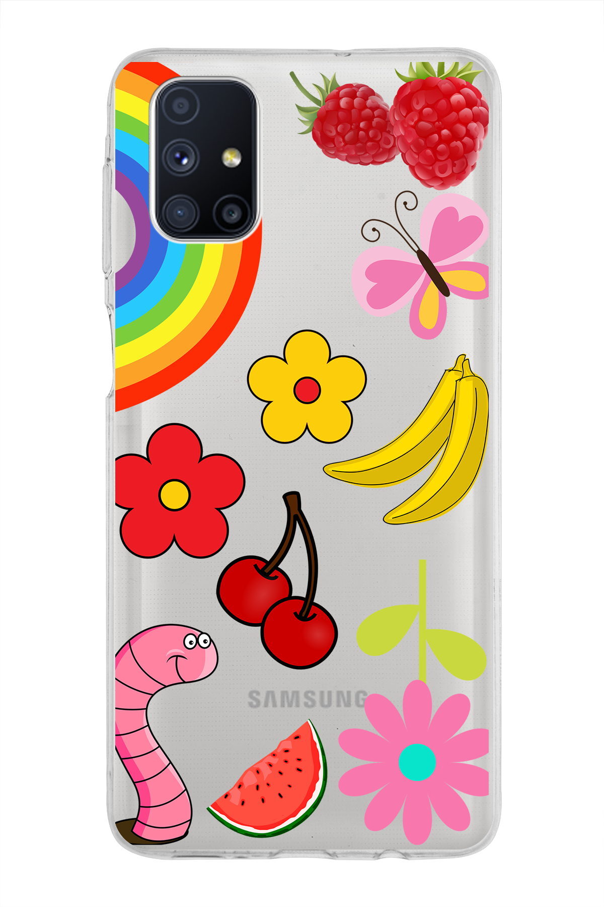 Samsung Galaxy M51 ile Uyumlu 1mm Slim Fit Water Color 5 Baskılı Şeffaf  Kılıf