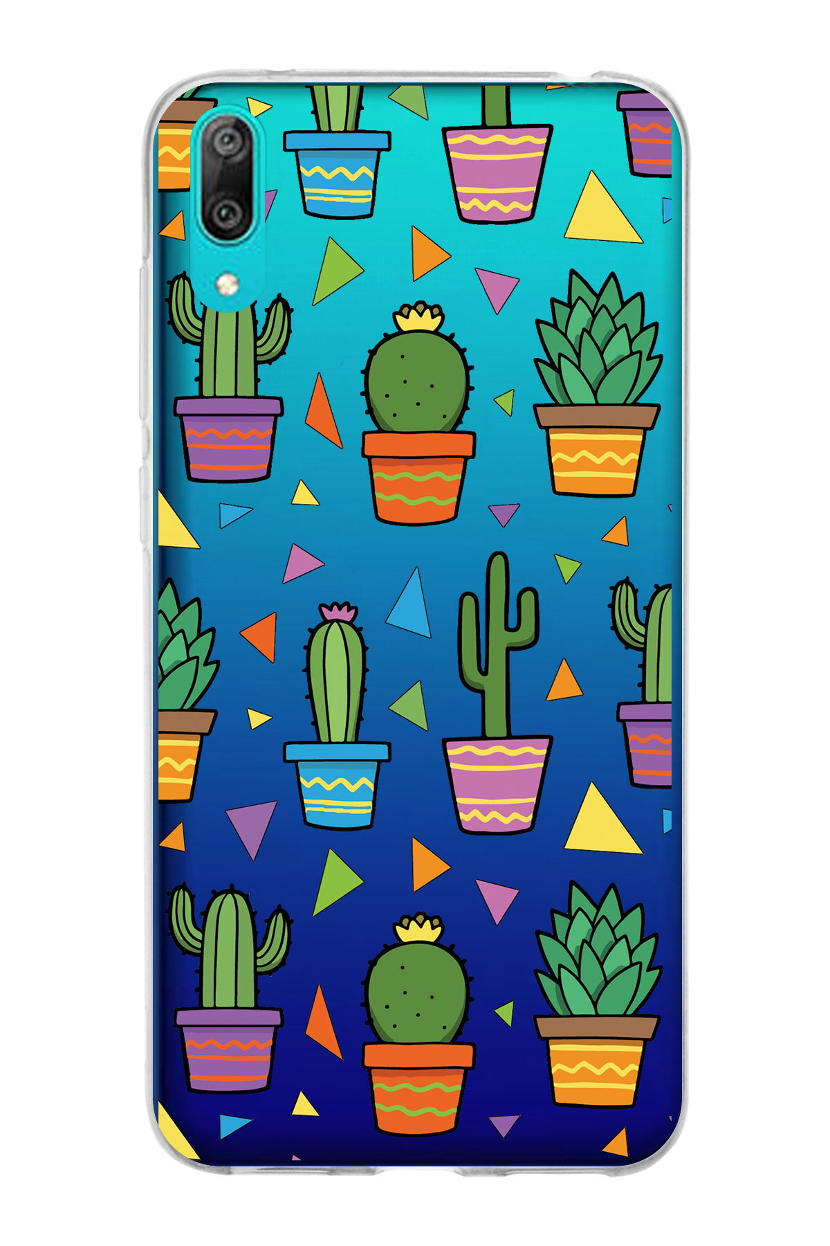 Huawei Y7 Pro 2019 ile Uyumlu 1mm Slim Fit Water Color 4 Baskılı Şeffaf  Kılıf