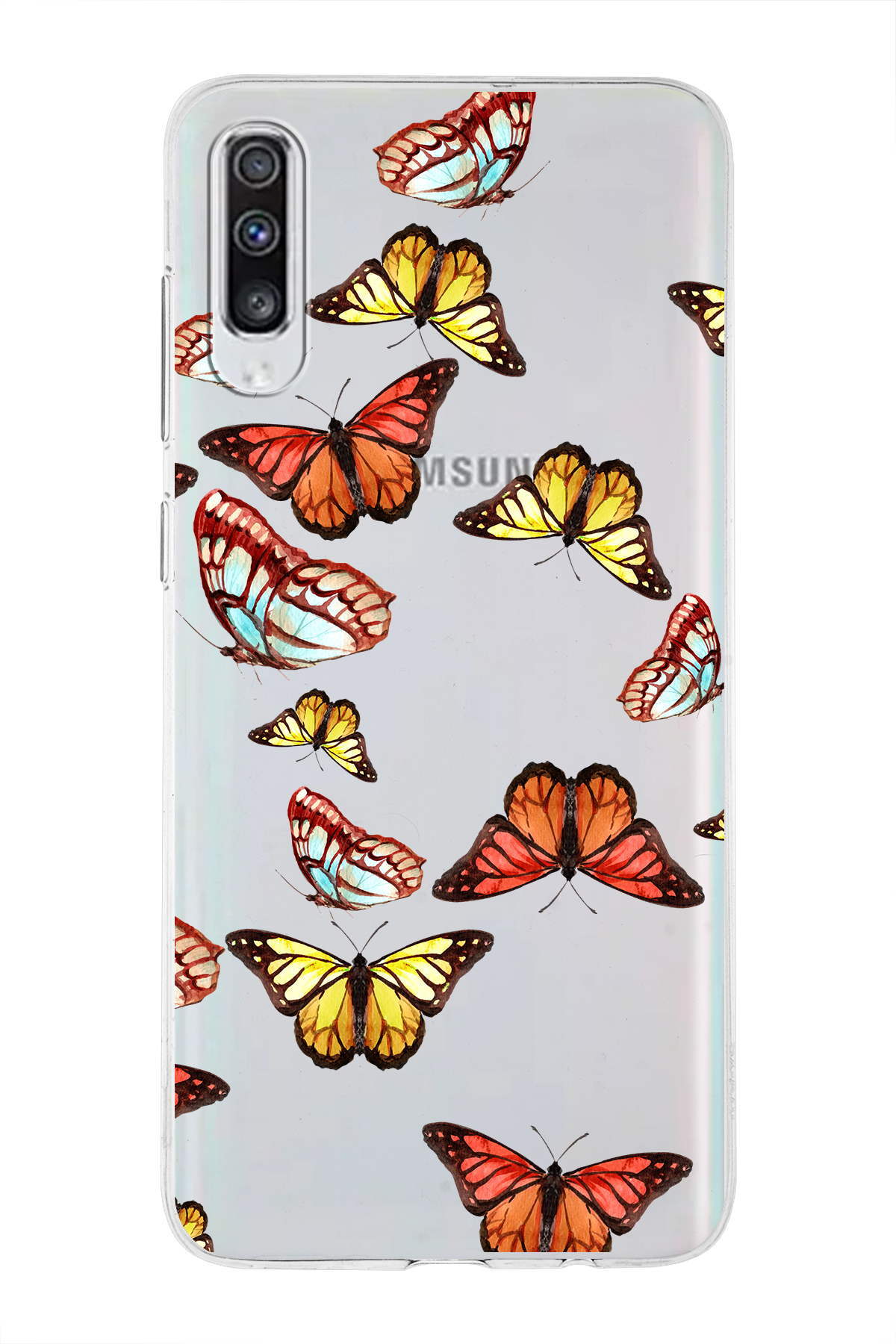 Samsung Galaxy A70s ile Uyumlu 1mm Slim Fit Water Color 2 Baskılı Şeffaf  Kılıf