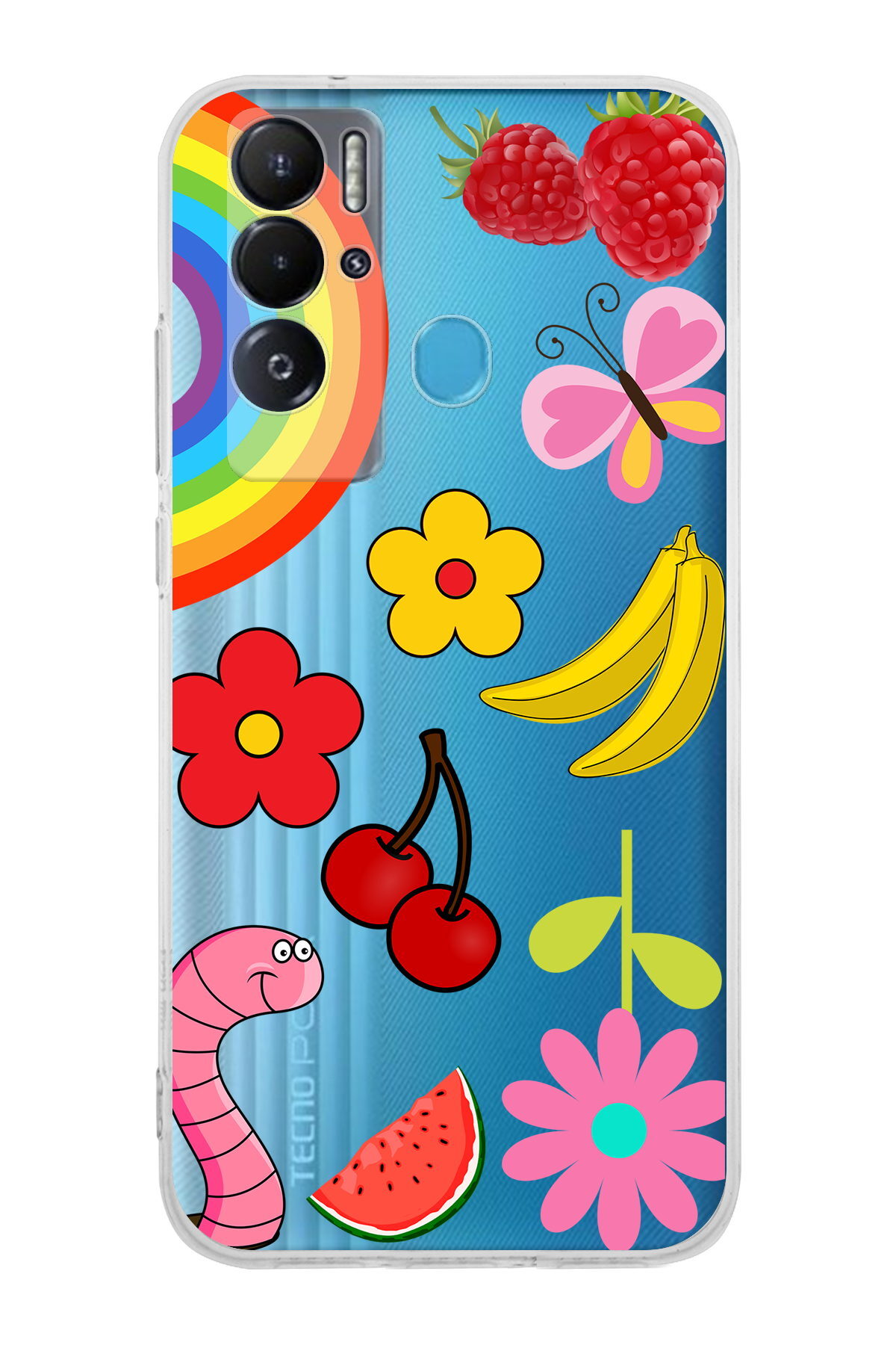 Tecno Pova Neo ile Uyumlu 1mm Slim Fit Water Color 5 Baskılı Şeffaf  Kılıf