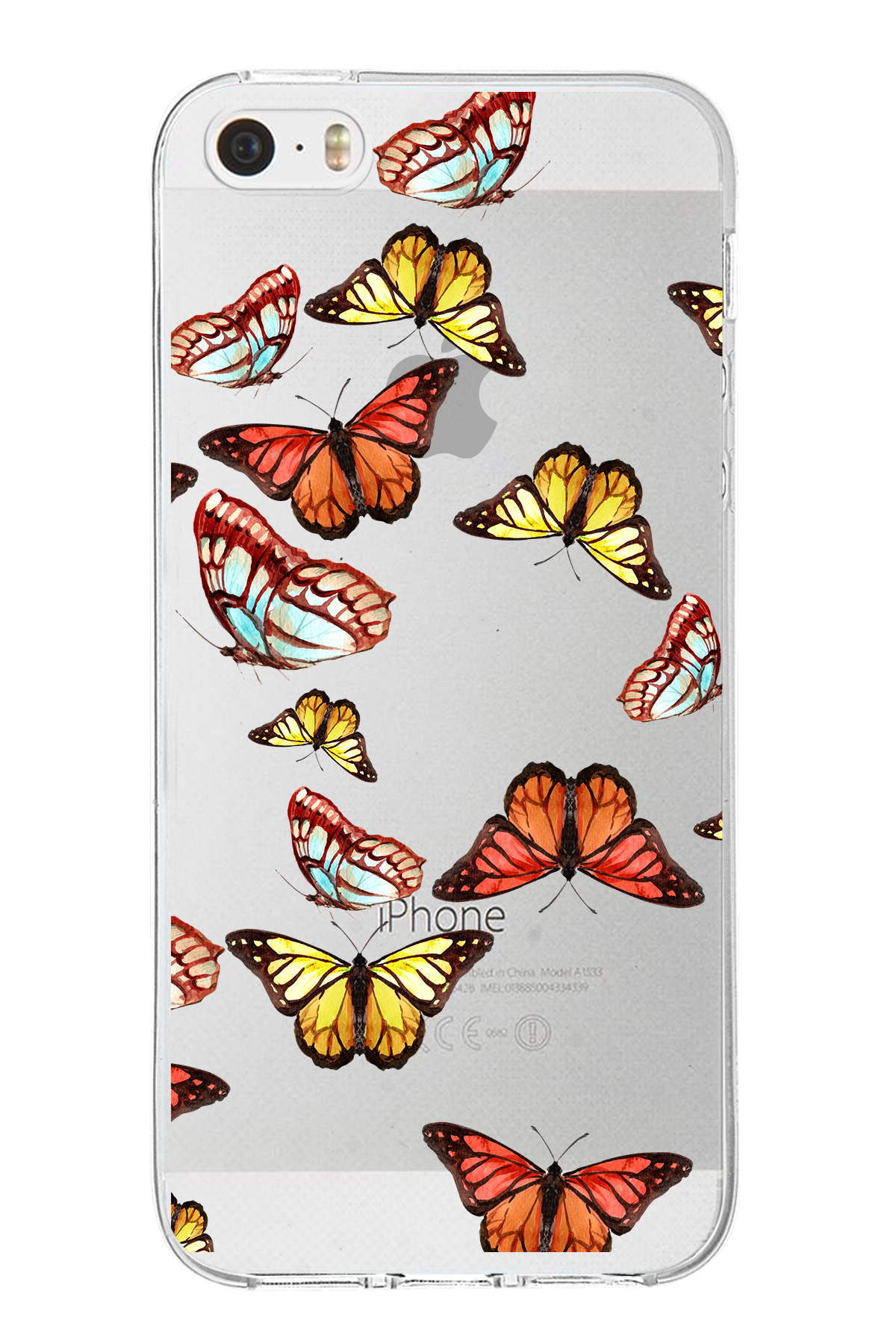 Apple  iPhone 5 ile Uyumlu 1mm Slim Fit Water Color 2 Baskılı Şeffaf  Kılıf