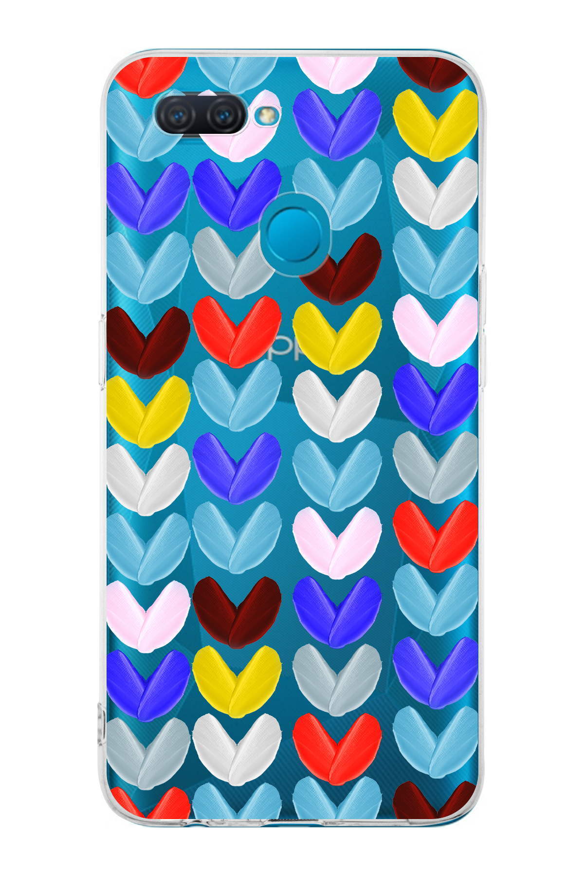 Oppo AX7  ile Uyumlu 1mm Slim Fit Water Color 1 Baskılı Şeffaf  Kılıf