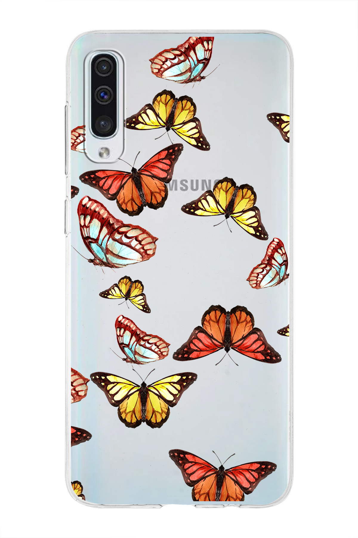 Samsung Galaxy A50S ile Uyumlu 1mm Slim Fit Water Color 2 Baskılı Şeffaf  Kılıf