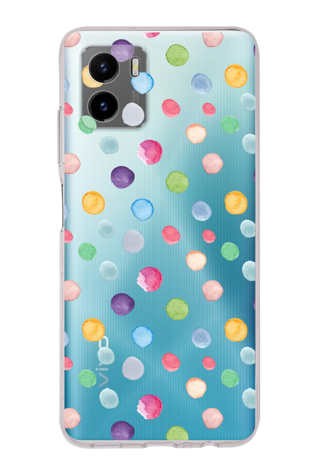Vivo Y15s ile Uyumlu 1mm Slim Fit Water Color 6 Baskılı Şeffaf  Kılıf