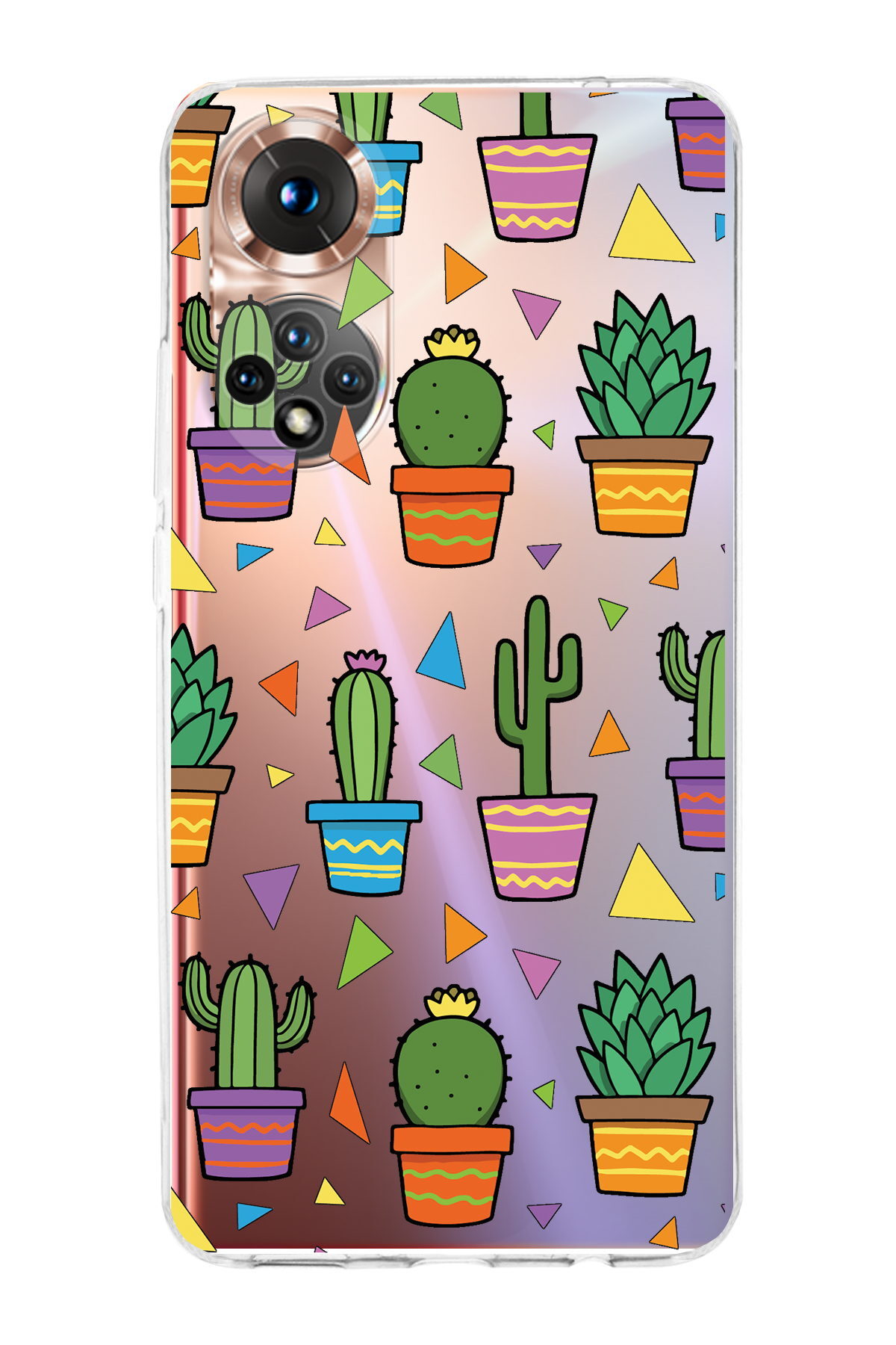 Huawei Honor 50 ile Uyumlu 1mm Slim Fit Water Color 4 Baskılı Şeffaf  Kılıf