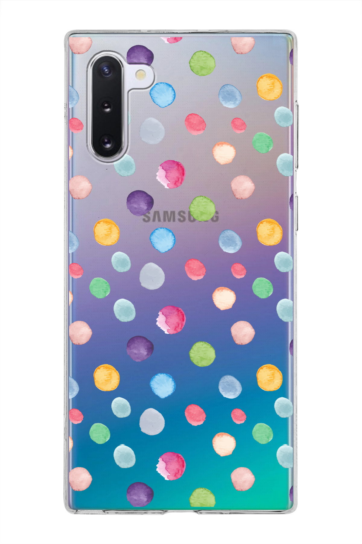 Samsung Galaxy Note 10 ile Uyumlu 1mm Slim Fit Water Color 6 Baskılı Şeffaf  Kılıf