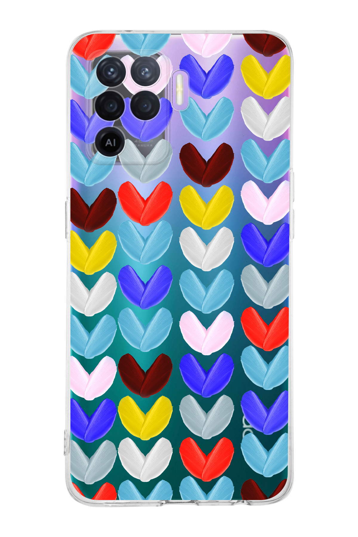 Oppo Reno 5 Lite  ile Uyumlu 1mm Slim Fit Water Color 1 Baskılı Şeffaf  Kılıf