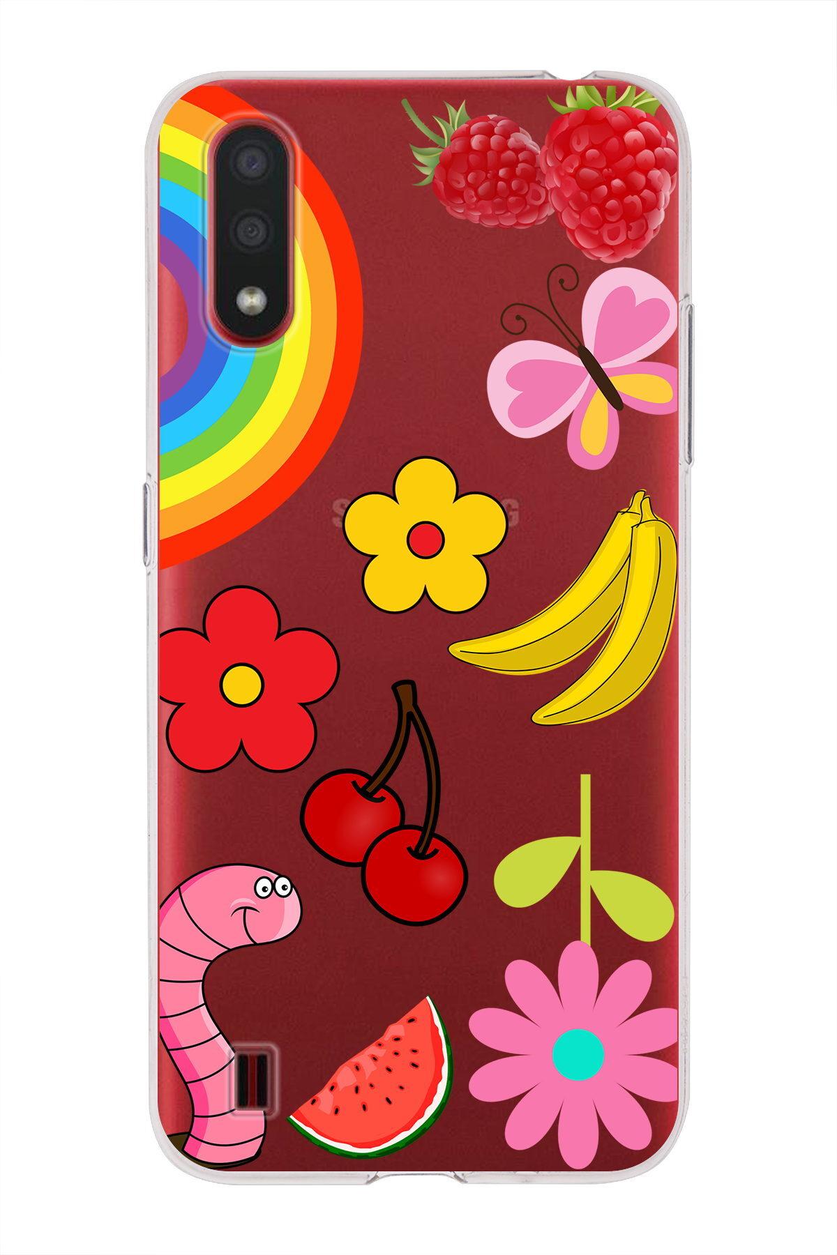 Samsung Galaxy A01 ile Uyumlu 1mm Slim Fit Water Color 5 Baskılı Şeffaf  Kılıf