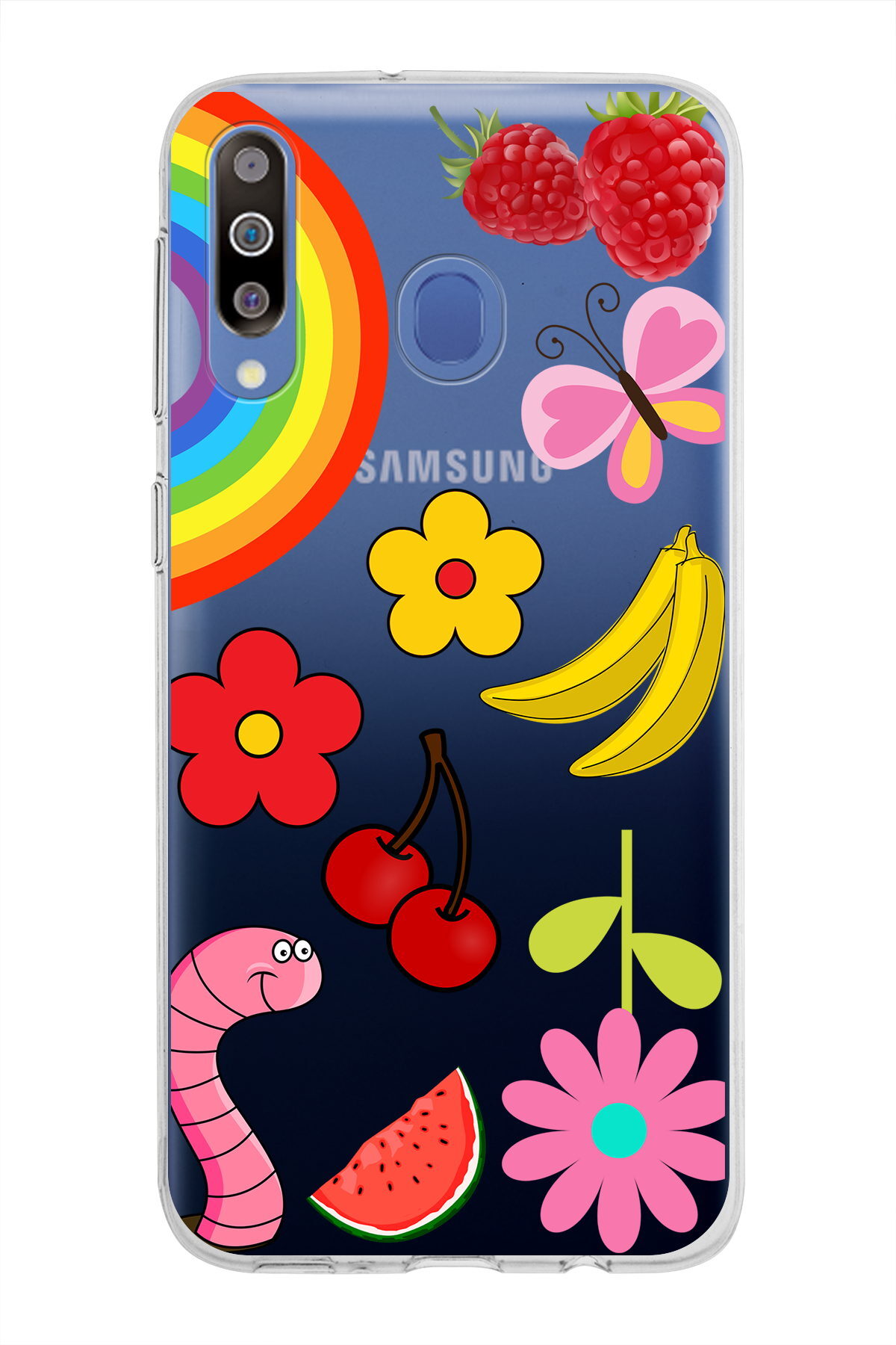 Samsung Galaxy M30 ile Uyumlu 1mm Slim Fit Water Color 5 Baskılı Şeffaf  Kılıf