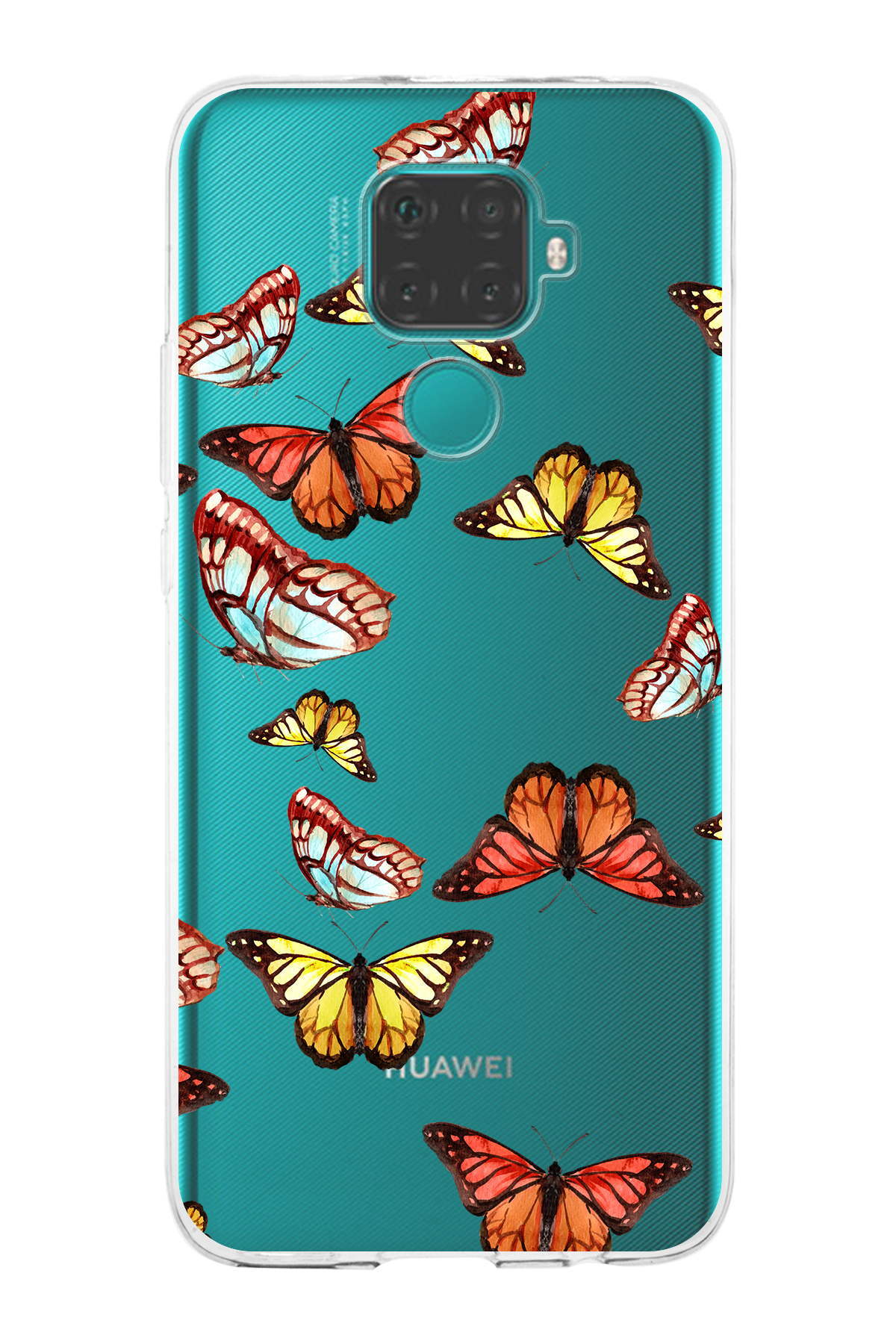 Huawei Mate 30 Lite ile Uyumlu 1mm Slim Fit Water Color 2 Baskılı Şeffaf  Kılıf