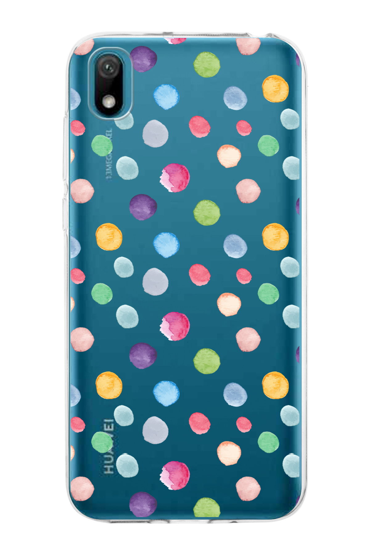 Huawei Y5 2019 ile Uyumlu 1mm Slim Fit Water Color 6 Baskılı Şeffaf  Kılıf