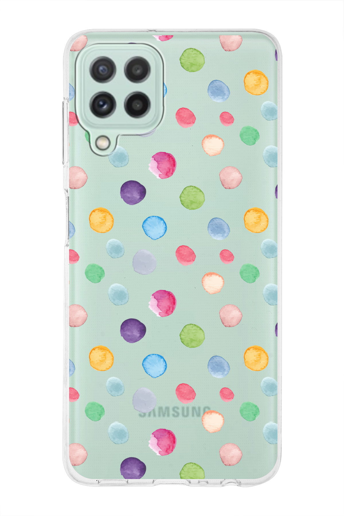 Samsung Galaxy A22 ile Uyumlu 1mm Slim Fit Water Color 6 Baskılı Şeffaf  Kılıf