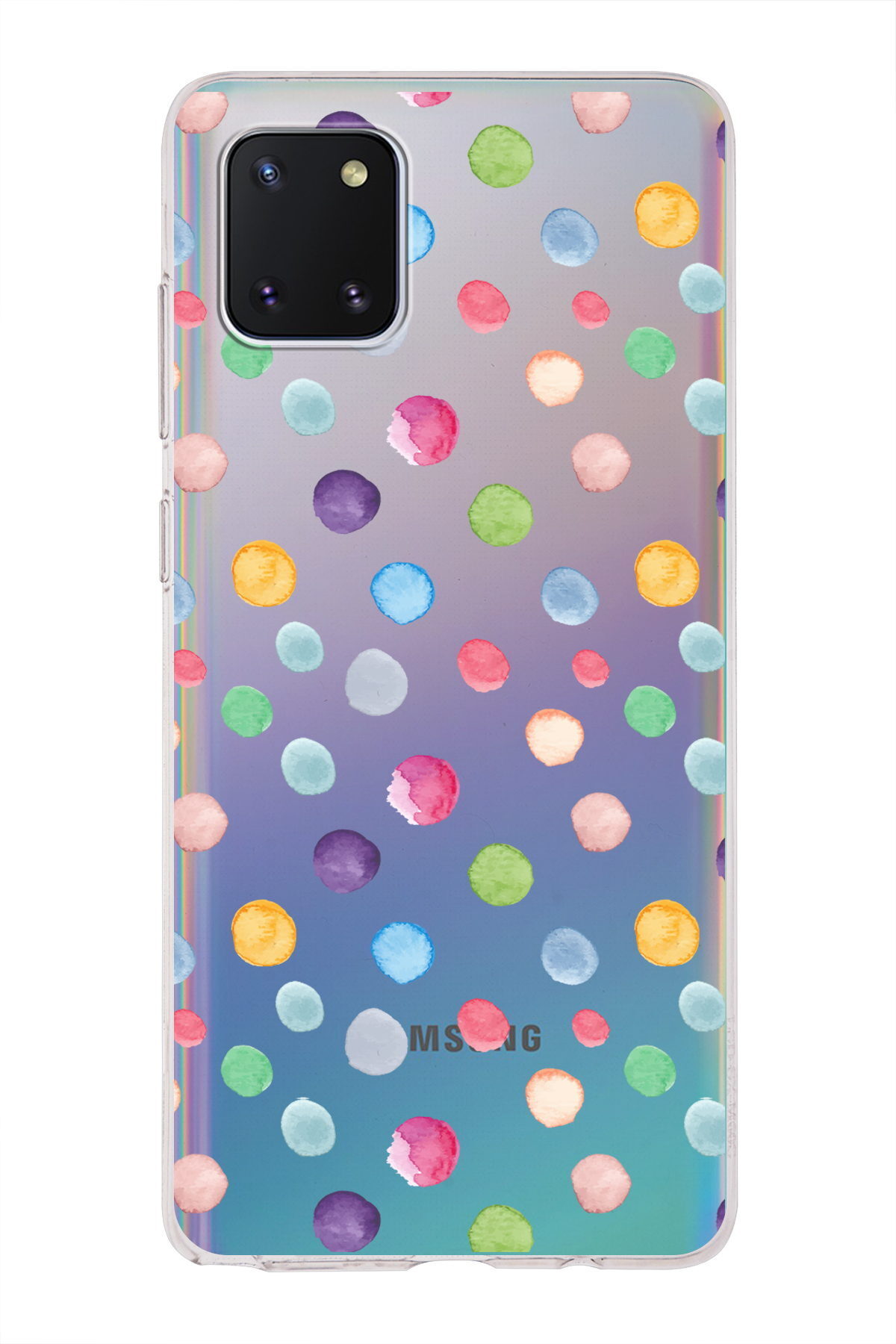 Samsung Galaxy A81 ile Uyumlu 1mm Slim Fit Water Color 6 Baskılı Şeffaf  Kılıf