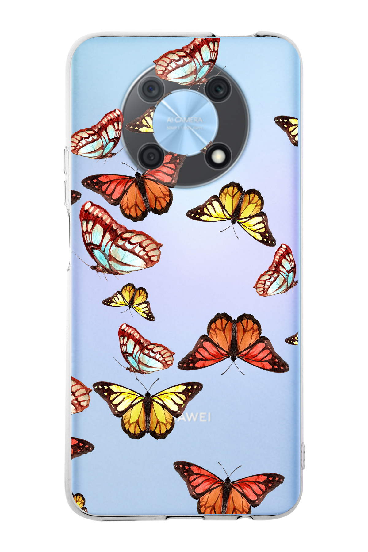 Huawei Nova Y90 ile Uyumlu 1mm Slim Fit Water Color 2 Baskılı Şeffaf  Kılıf