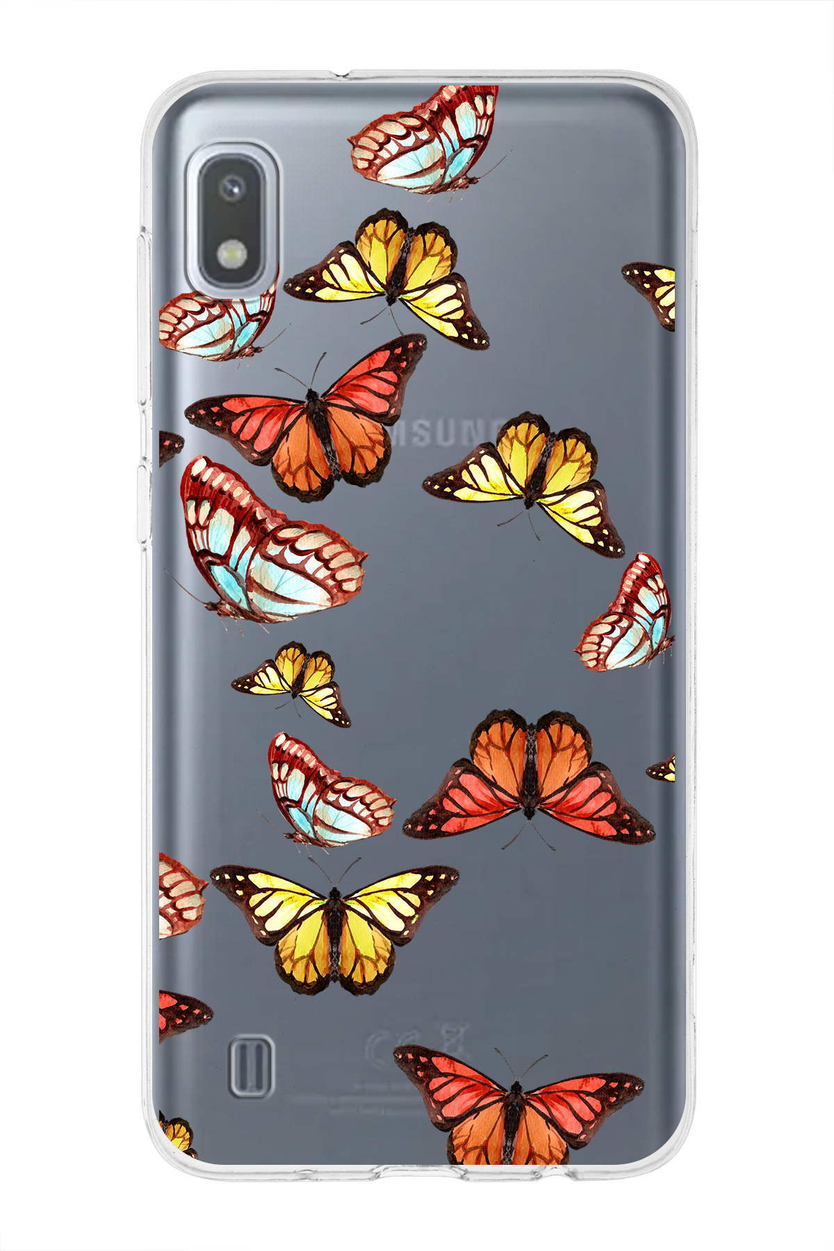 Samsung Galaxy A10 ile Uyumlu 1mm Slim Fit Water Color 2 Baskılı Şeffaf  Kılıf