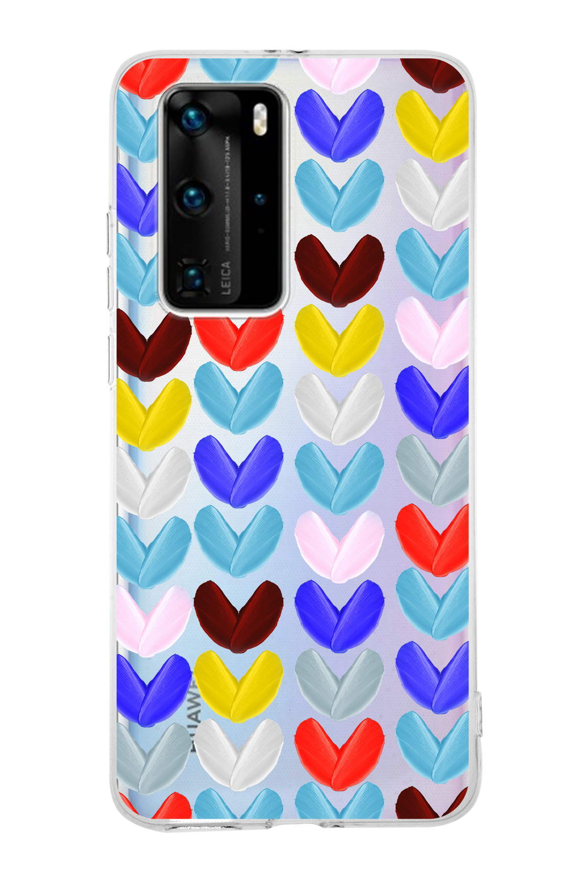 Huawei P40 Pro ile Uyumlu 1mm Slim Fit Water Color 1 Baskılı Şeffaf  Kılıf
