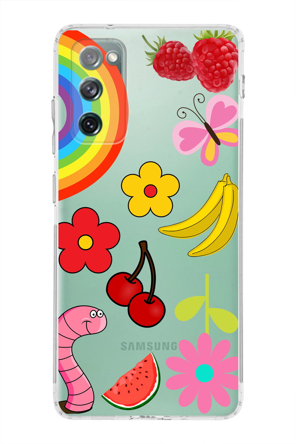 Samsung Galaxy S20 FE ile Uyumlu 1mm Slim Fit Water Color 5 Baskılı Şeffaf  Kılıf
