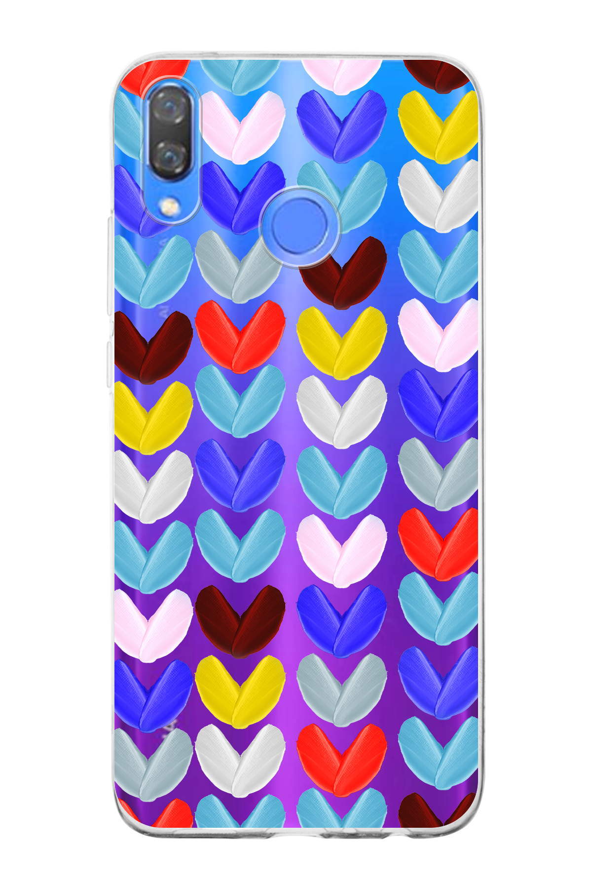 Huawei Y9 2019 ile Uyumlu 1mm Slim Fit Water Color 1 Baskılı Şeffaf  Kılıf