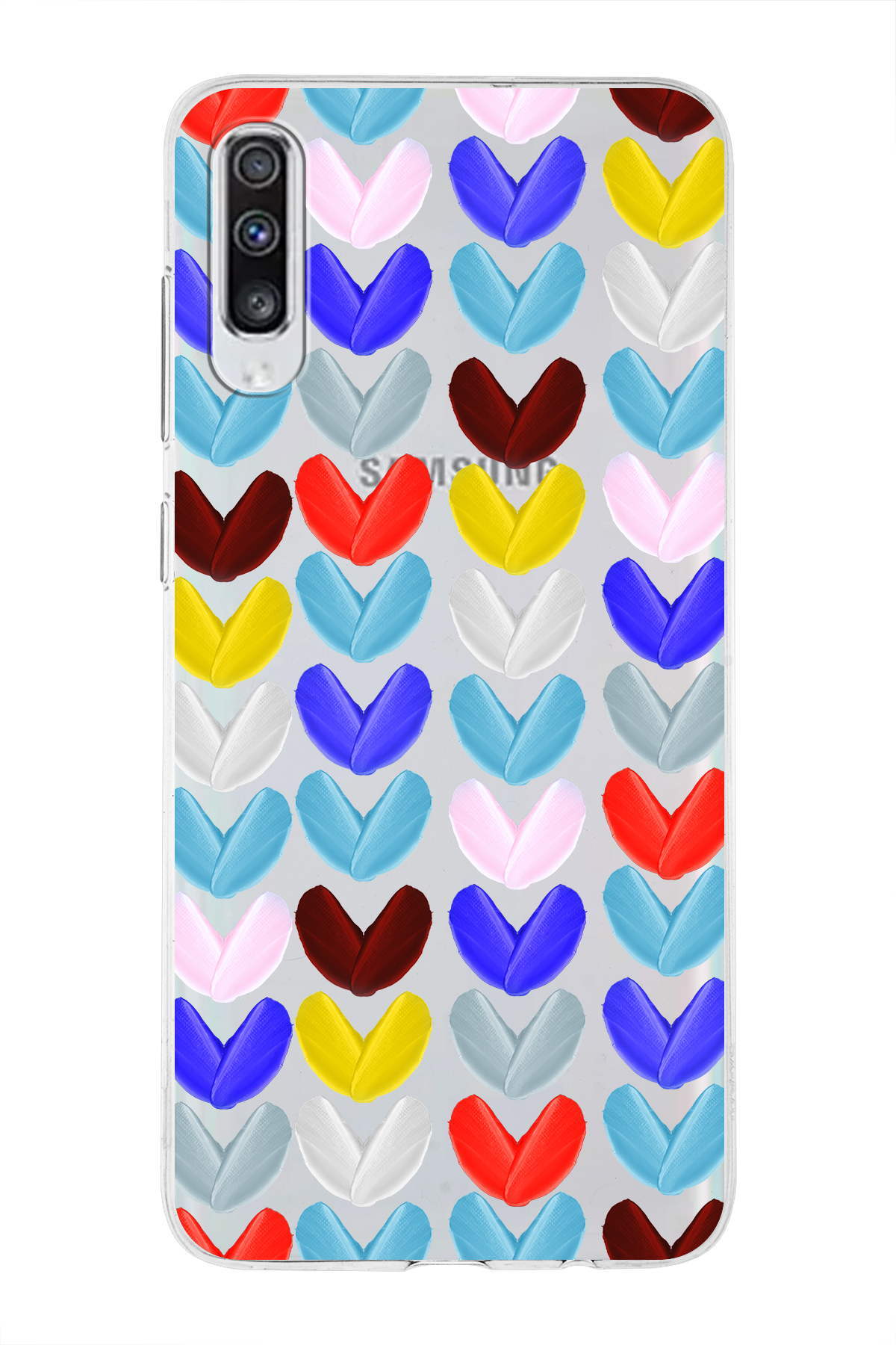 Samsung Galaxy A70 ile Uyumlu 1mm Slim Fit Water Color 1 Baskılı Şeffaf  Kılıf