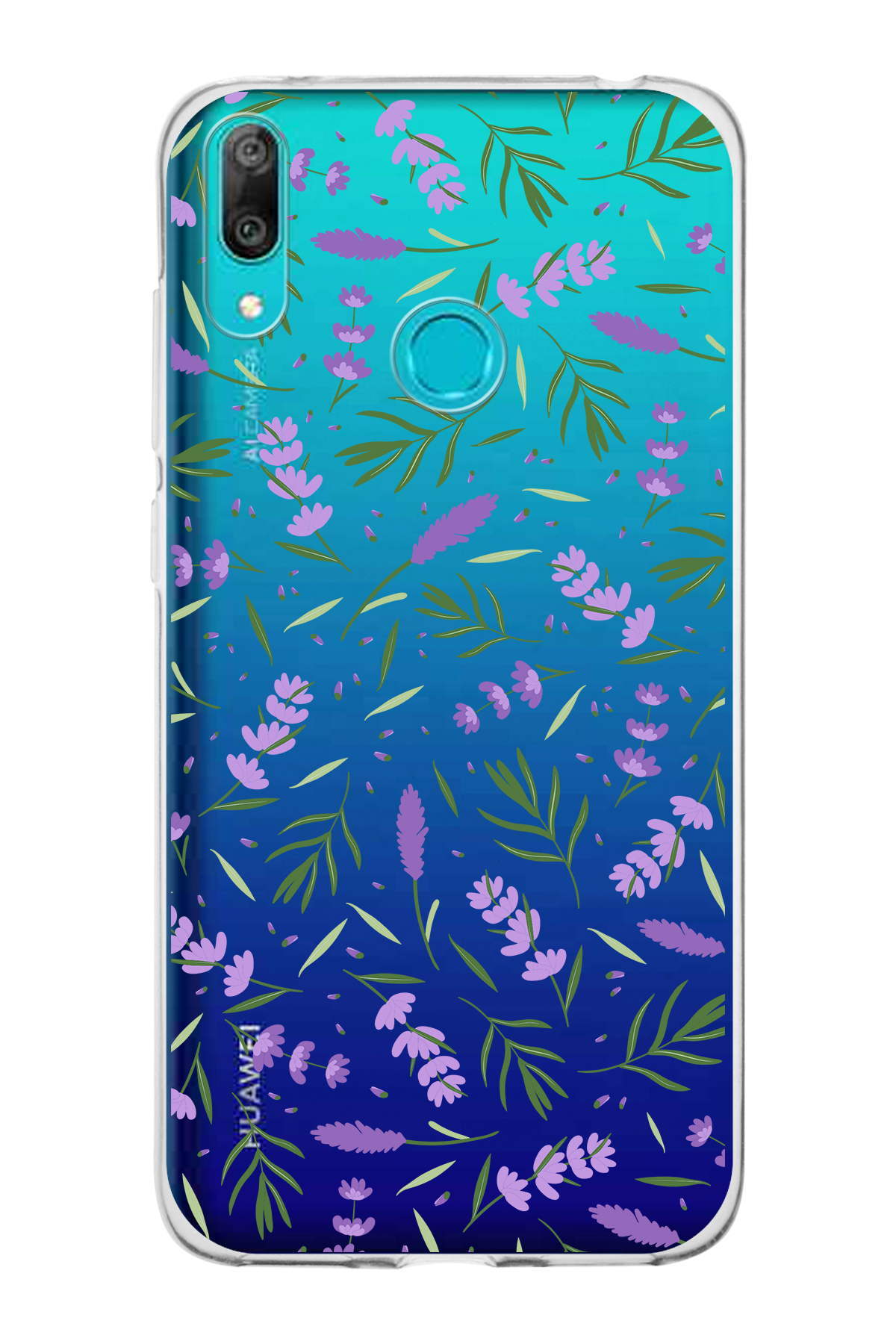 Huawei Y7 2019 ile Uyumlu 1mm Slim Fit Water Color 3 Baskılı Şeffaf  Kılıf