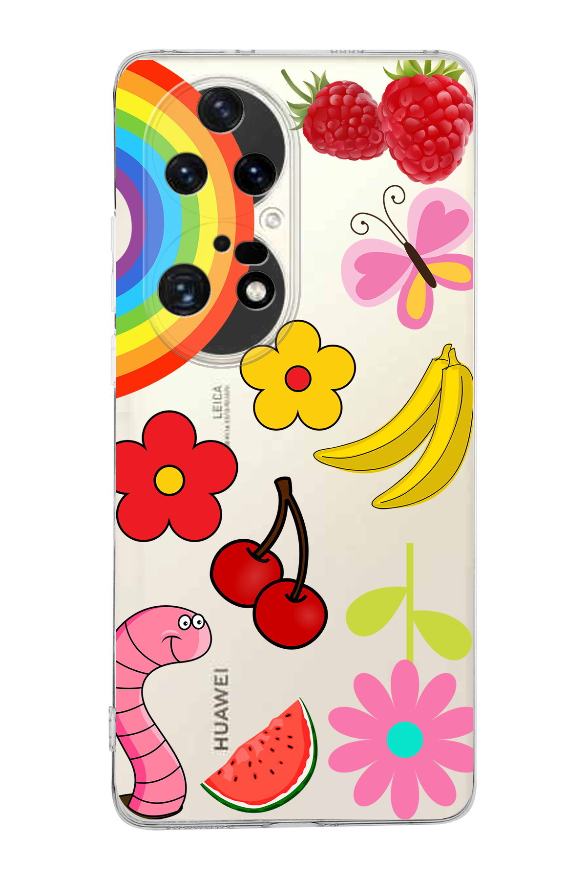 Huawei P50 Pro ile Uyumlu 1mm Slim Fit Water Color 5 Baskılı Şeffaf  Kılıf