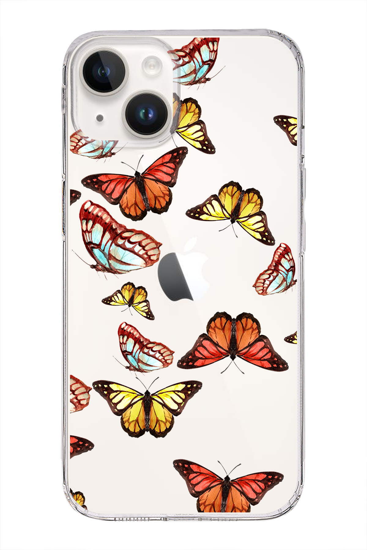 Apple  iPhone 14 ile Uyumlu 1mm Slim Fit Water Color 2 Baskılı Şeffaf  Kılıf