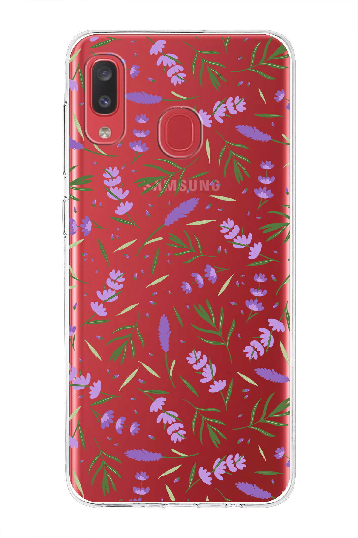 Samsung Galaxy A20 ile Uyumlu 1mm Slim Fit Water Color 3 Baskılı Şeffaf  Kılıf