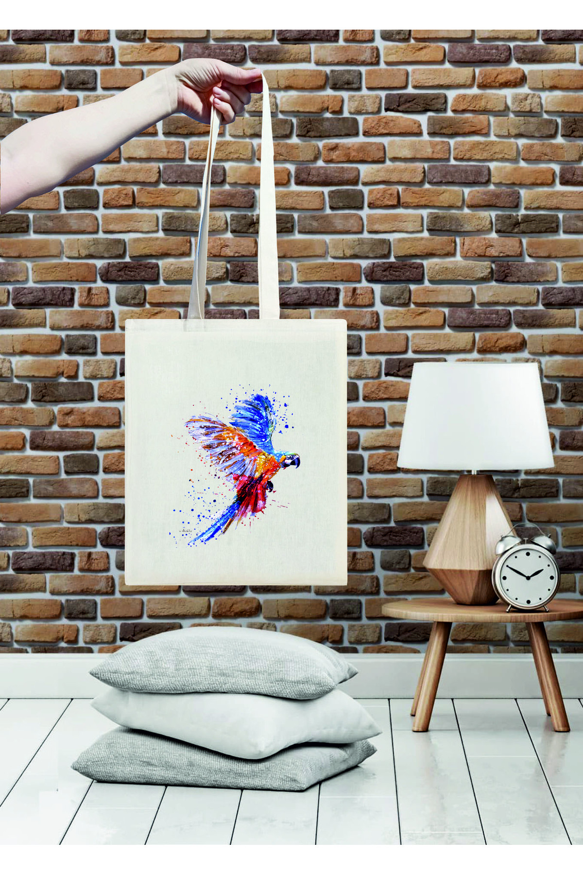 WATERCOLOR Printed Cotton Raw cloth bag  35X40 cm