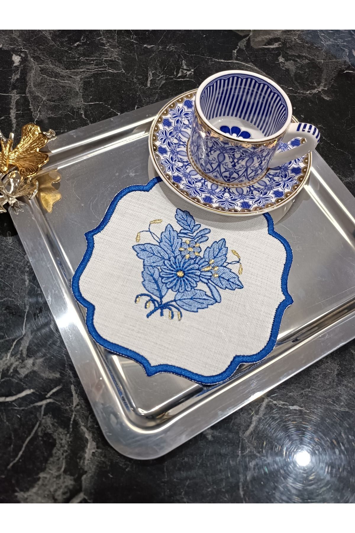 Femme En Bleu Kokteyl Ve Kahve Yanı Sunum Peçetesi 6 Adet