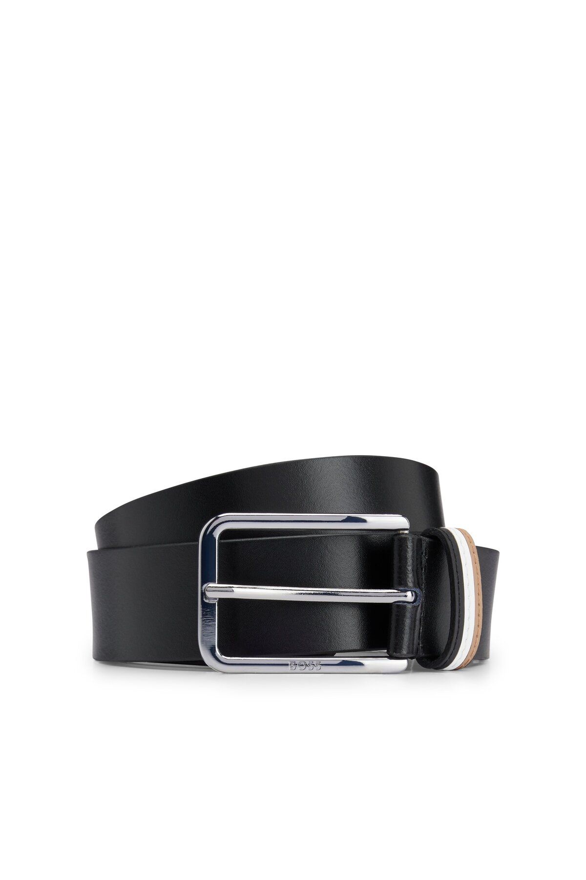 Итальянский кожаный ремень BOSS Signature Striped Belt с замком 50496720