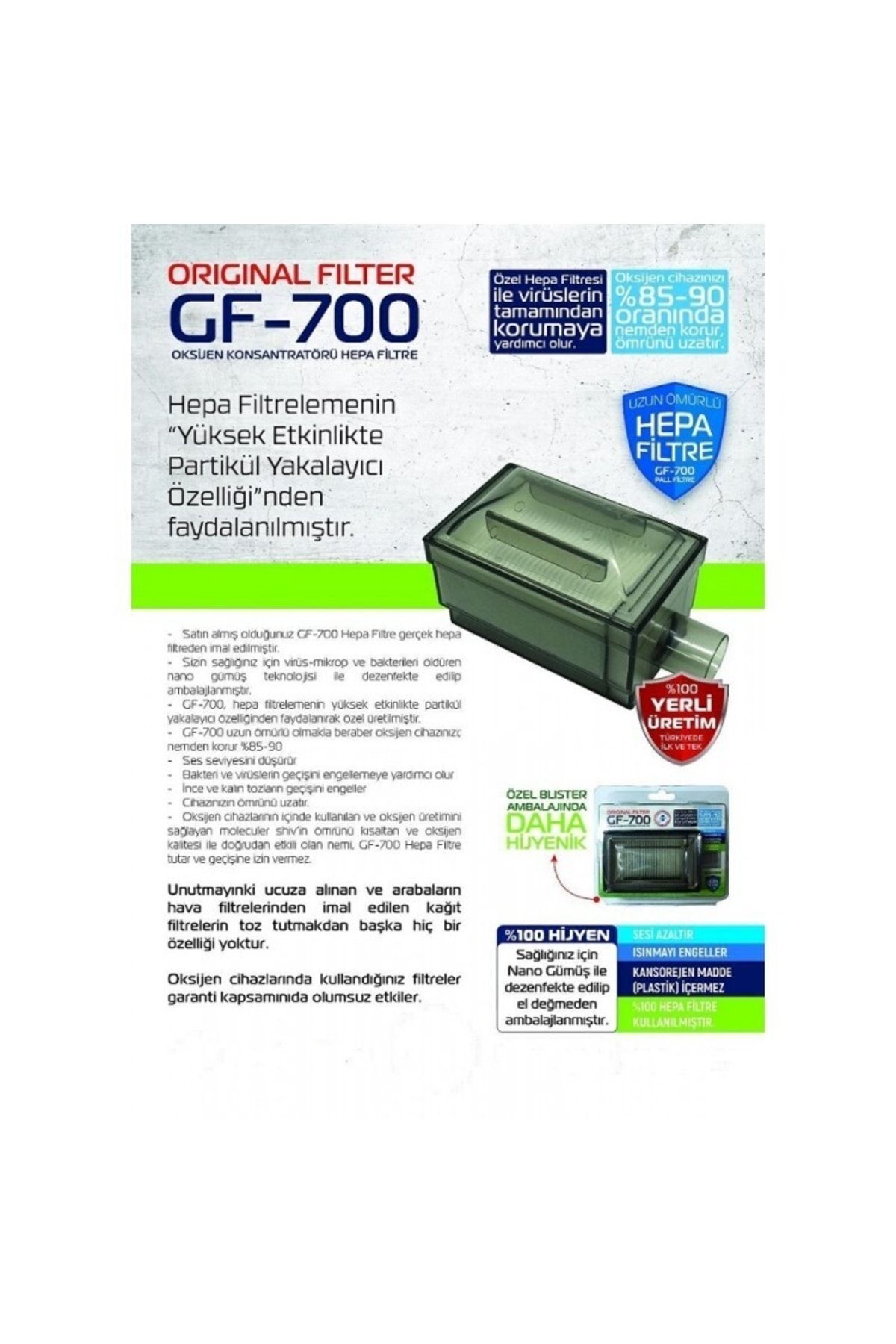 Gez Oksijen Konsantratör Filtresi Gf 700