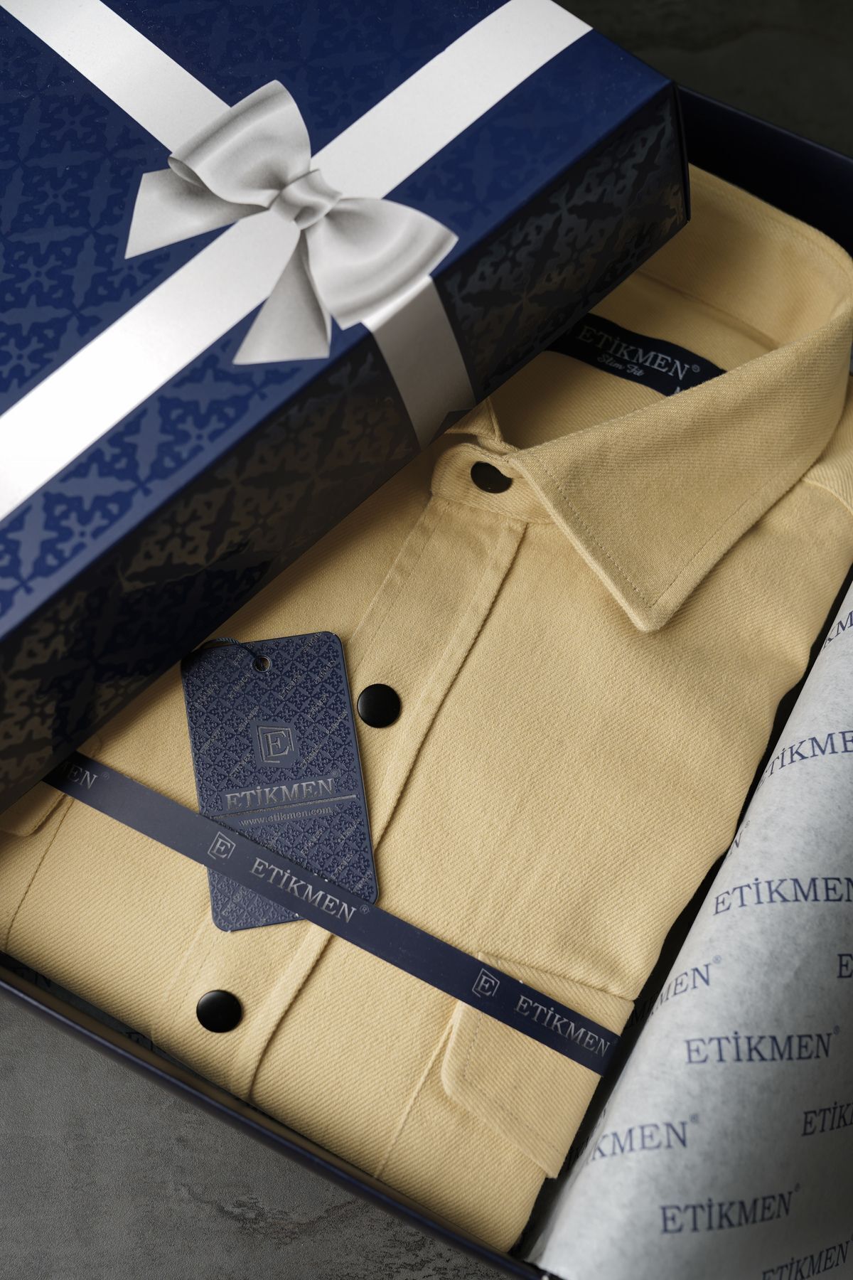 Etikmen-Beige Slimfit Real Jeans Herrenhemd 5