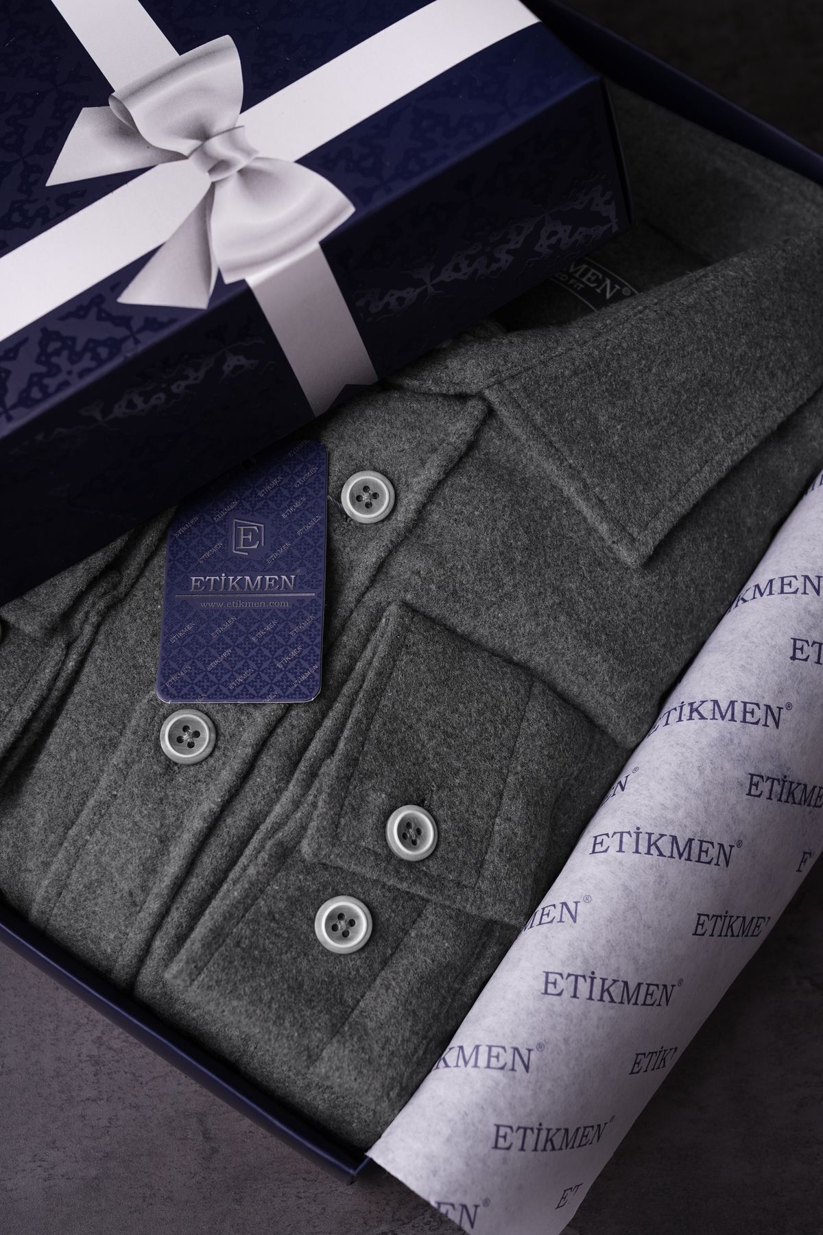 Etikmen-Holzfällerhemd für Herren - Smoked, Uni, Übergröße, Geschenkbox 7