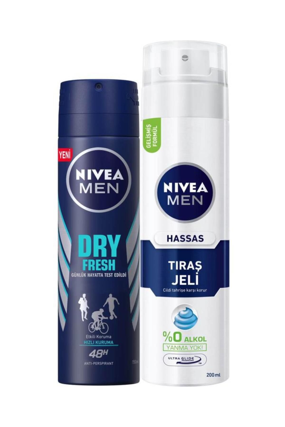 NIVEA Dry Fresh Мужской дезодорант-спрей 150 мл Гель для бритья для чувствительной кожи 200 мл SET.NVE.012